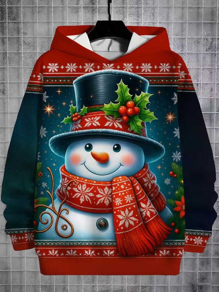 2026 Merry Christmas Sweatshirts Pullover Children's Hoodie Cartoon Santa Claus Graphic Hoody Snowman Sweatshirts Unisex Y2k Top
