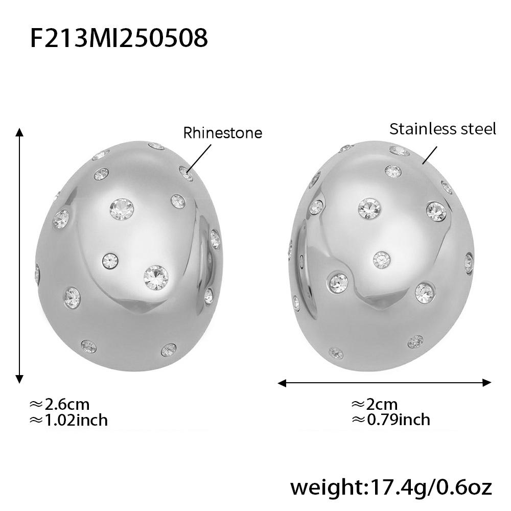 

Stainless Steel Hemispheric Earrings Ear Studs For Women 18k Gold Plated Inlaid With Multi Shiny Rhinestone Women s Stud Earring медный