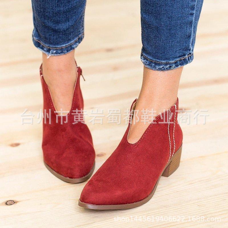 Size Large Size Leopard Print Martin Boots Women's 2 Autumn and Winter New Pointed Side Zipper Suede Women's Boots