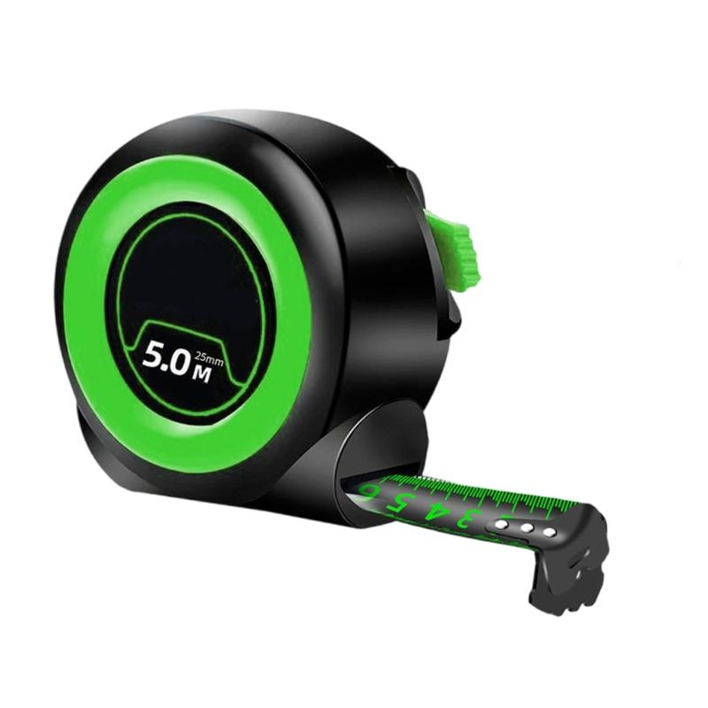 Ergonomic Handle 5M Fluorescent Measuring Tape with Portable Hook Suitable for Comfort Use in Professional&DIY Projects