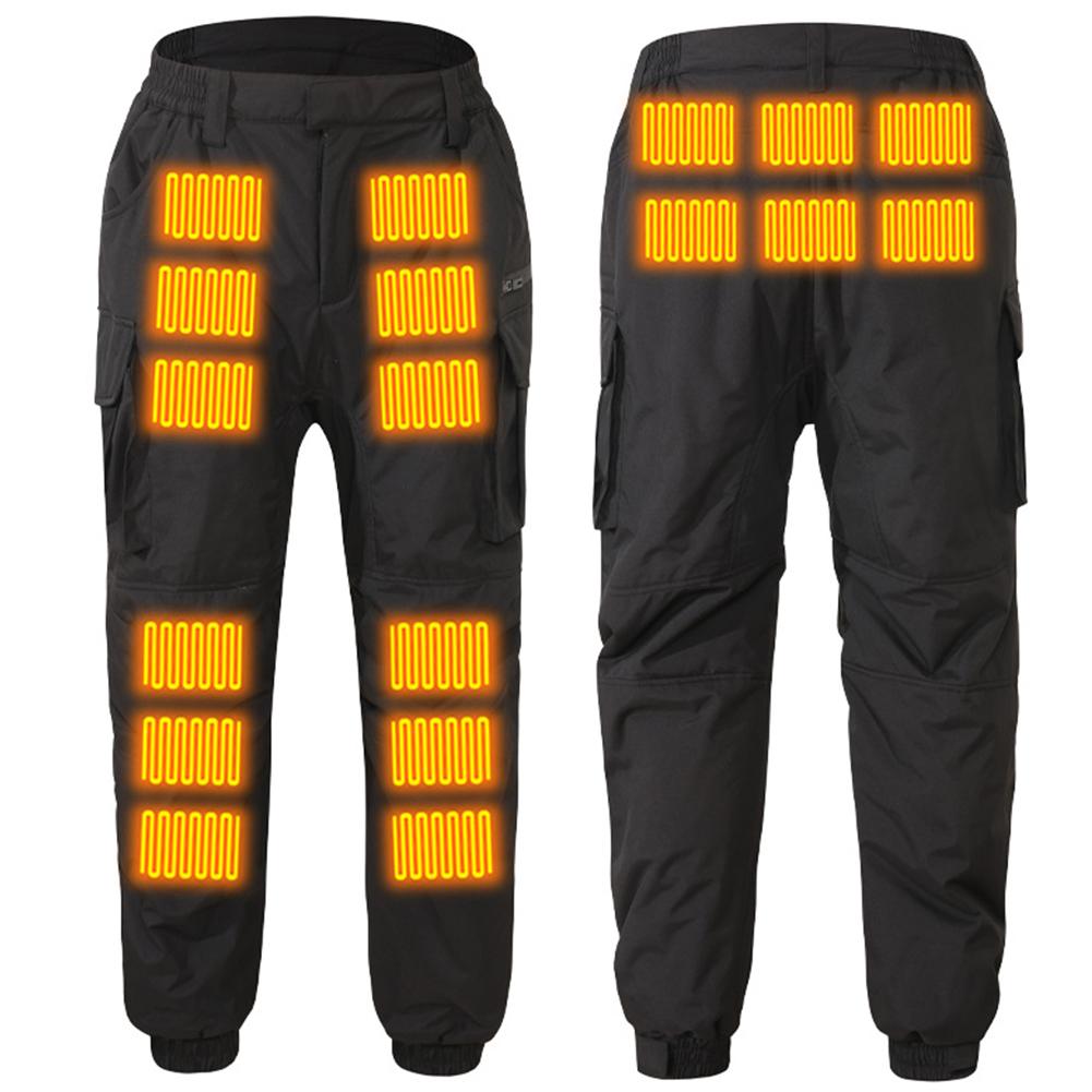 Unisex Heating Pants Men Elastic Waist USB Heated Sports Trousers Skiing Motorcycle Outdoor Casual Thermal Pants Plus Size 5XL