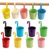 Metal Hanging Planter Flower Pot with Drain Hole Detachable Hook Railing Plant Pot for Balcony Garden Fence