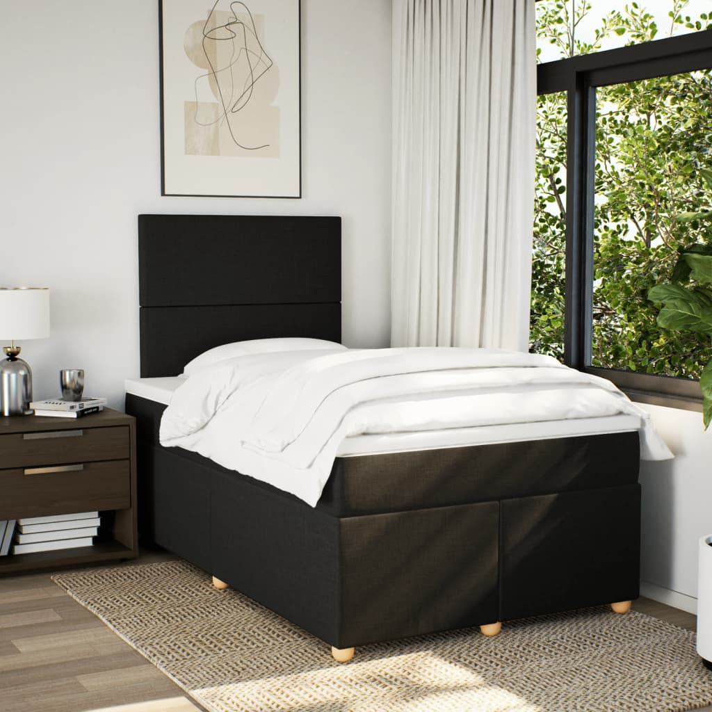 Box Spring Bed with Mattress Black 120 x 200 cm Fabric