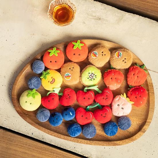 Cute Doll Storage Bag Plush Keychain Soft Fruit And Vegetable Bag Charm Cute Smiling Face Pendant with Hanging Ring