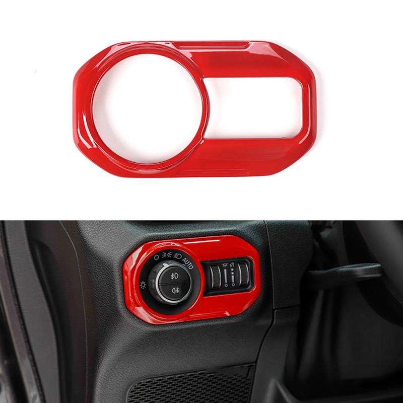 Car Headlight Switch Trim Button Decor Cover Stickers Styling Interior Accessories For Jeep Wrangler JL 2018+ Gladiator JT