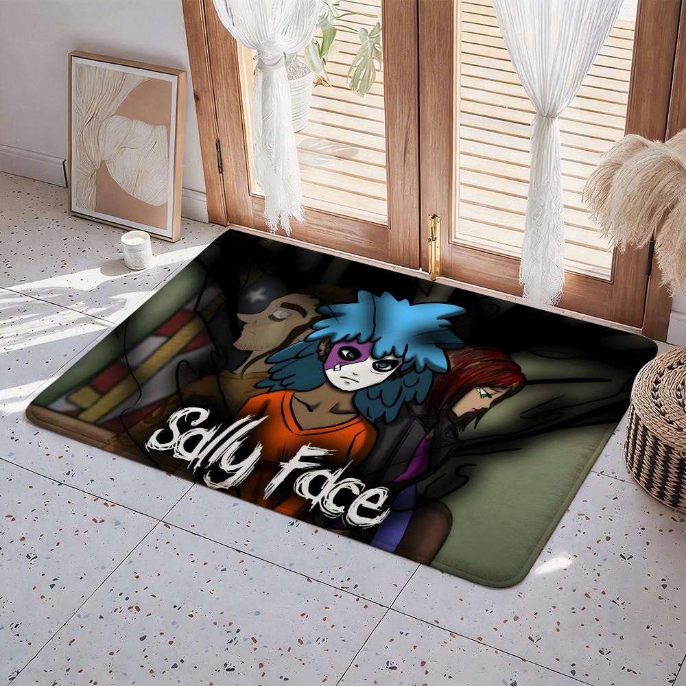 

Characters Mystery Game Sally Face Floor Mat Eco Flannel Doormat Non Slip Odorless Indoor Floor Rug Soft Short Plush Home Mat 50x80cm