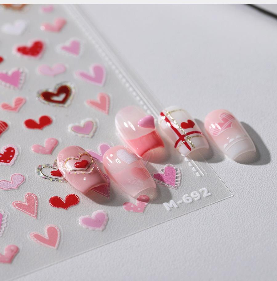Totem Geometric Symbols Star Moon Nail Art Stickers 5D Gold-embossed Self Adhesive Nails Sticker Luxury Red Gemstone Nail Decals