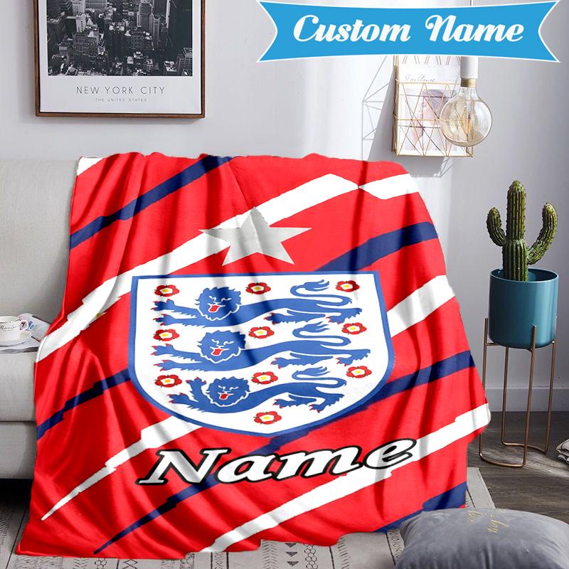 Custom Name England Football Crest Blanket Lightweight Ideal Bedding Blanket Perfect for Travel, Camping, Living Rooms, Sofas, Christmas gift