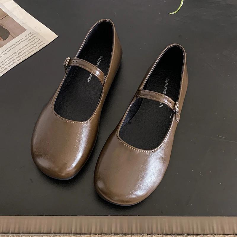 

Мода Мода Плоская подошва Маленькие красные балетки 2025 Новые весенне-осенние повседневные мягкие женские туфли Закрытый носок Zapatos De Mujer 35 шоколадный