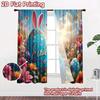 2D flat printing 2pcs Curtain Easter Bunny Flower Meadow Digital Printed Polyester Drapes Festive Holiday for Drapes for Bedroom