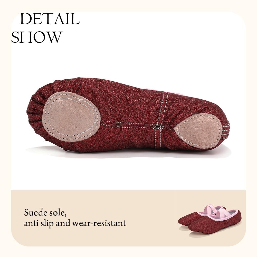 Ballet Shoes for Girls Glitter Ballet Dance Shoes Leather Dance Slippers Full Sole Ballet Dance Flats for Childrens Kids Toddler for Dance