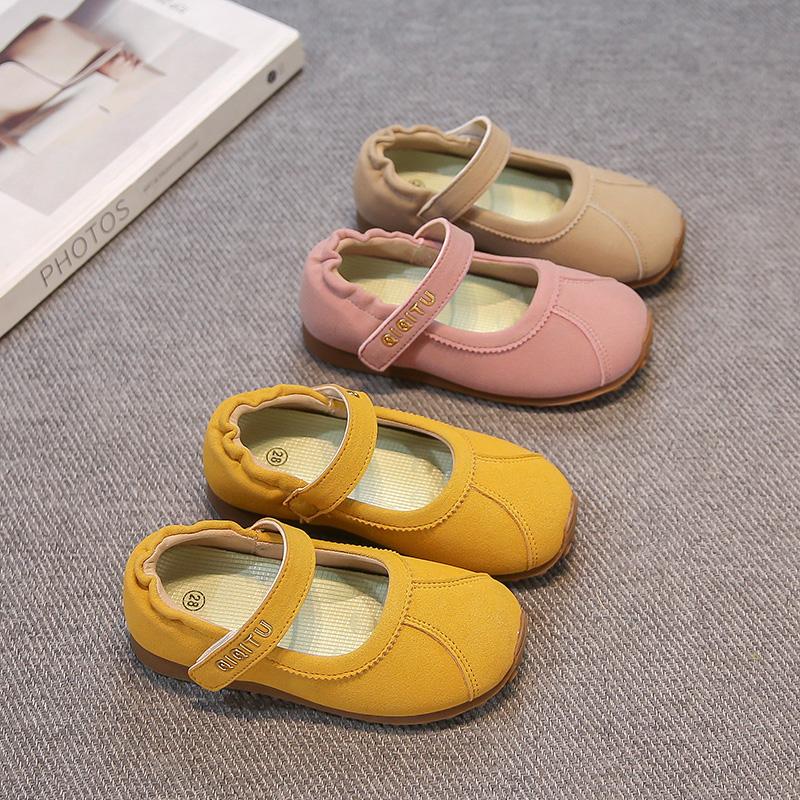 Girls Flat Shoes Candy Color Sweet Kids Loafers Non-slip Soft Sole 2025 New Children Princess Shoes Hook&loop Ins Trendy Cute