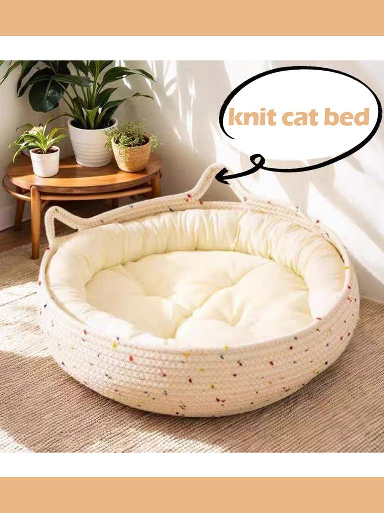 Woven Deep Sleep Cat Bed Foldable Washable Pet Autumn Winter Seasonal Heating Pad Pet Supplies Accessory Suitable For All Season