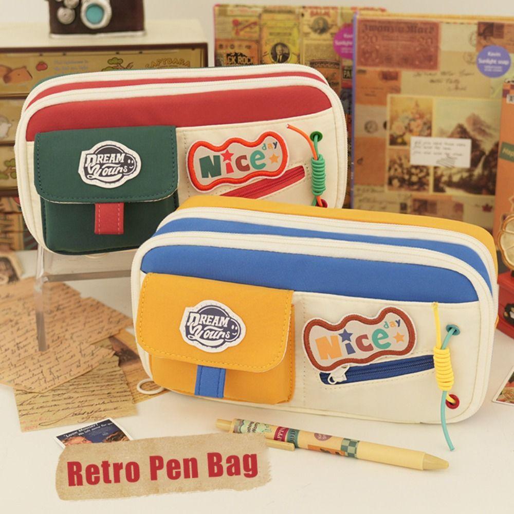 Oxford Cloth Pen Bag Multilayer Pen Box New Pencil Case  Gift