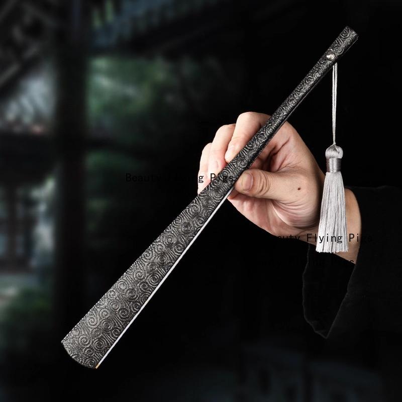 1pc Chinese Style Fan Metal Fan, Bone Fabric Fan Surface, Tai Chi Kung Fu Folding Fans, Home Decoration, Performance Props