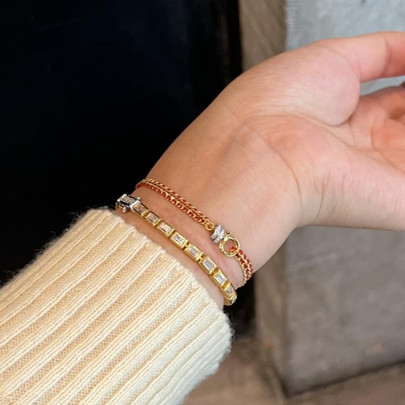 New in Simple Double Layer Dot Diamond Chain Exquisite Bracelet Charm Little Red Rope Bracelets for women Party Gift