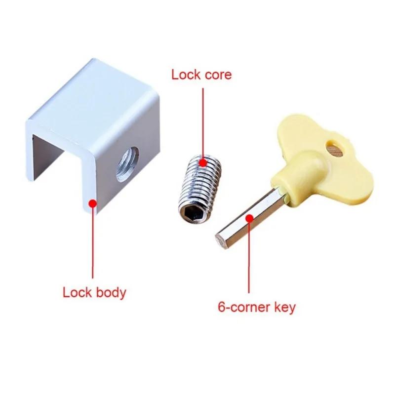 Window Lock, Adjustable Sliding Door Lock with Key, Aluminum Window Security Safety Locks for Kids & Pets