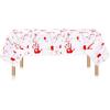 Grabo Bloody Zombie Rectangular Tablecloth, 108 x54in, Polyethylene, White, Halloween Party Supplies Decoration
