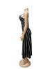Retro Stripe Patchwork Backless Slip Dress - Color Block Sleeveless Long Slim Fit