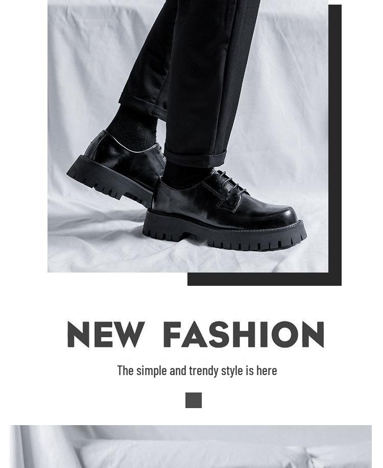 2025 Spring Youth Round Toe Low Heel Lace-up Casual Leather Work Shoes