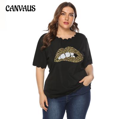 Sommer Damen T-Shirt Übergröße Leopard Casual T-Shirt Kurzarm Tops