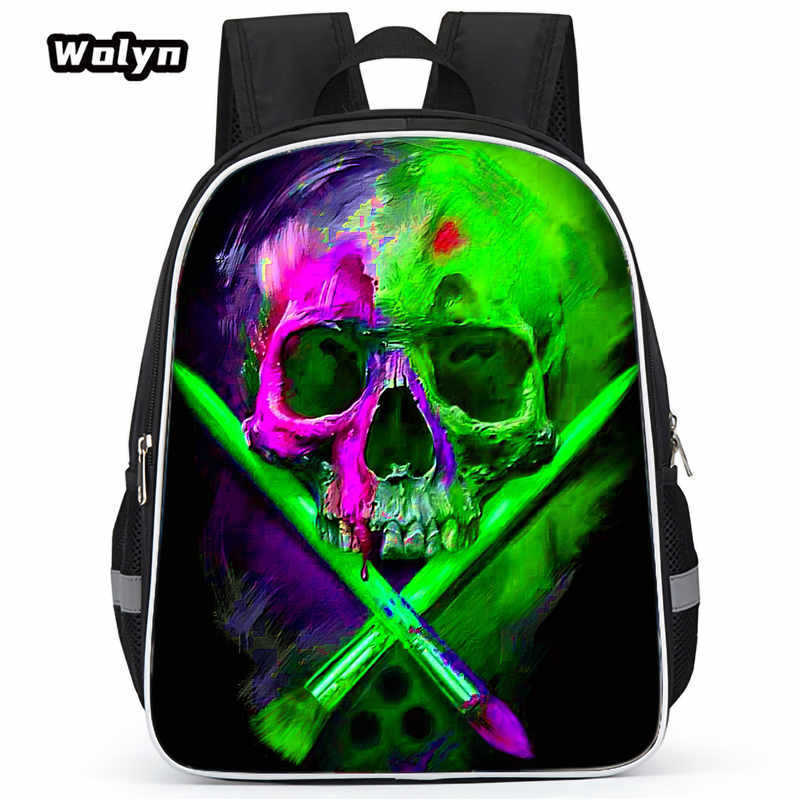 Skull Series Peripheral Animation Printing Backpack Student Bag Support