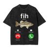 Cahfih Funny Catfish Fih Meme Washed T Shirt Man  Y2k Basic Cotton T Shirts Summer Oneck Harajuku Tees Loose Oversized Clothing