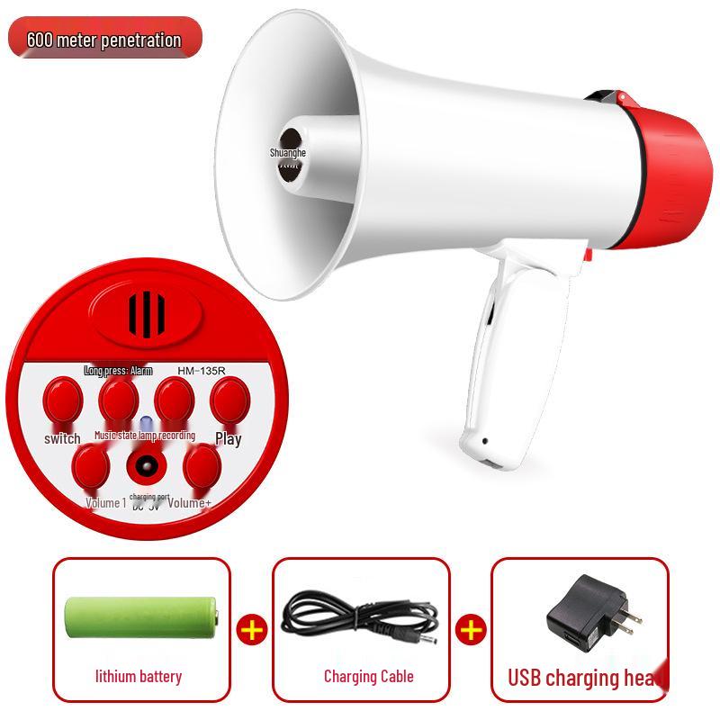 Handheld Outdoor Loudspeaker Megaphone for Street Vendors with Recording and Rechargeable Features
