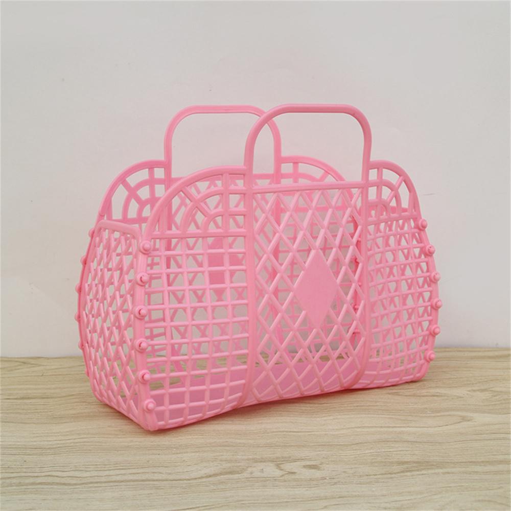 

Большая вместительная сумка Hollow Jelly Beach Holiday Portable Tote Bag Многоразовая и легко моющаяся пластиковая переносная корзина для ванны розовый