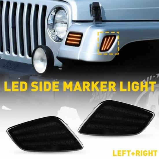 Side Marker Signal Blinker Corner Parking Pair Light Set for 97-06 Jeep Wrangler