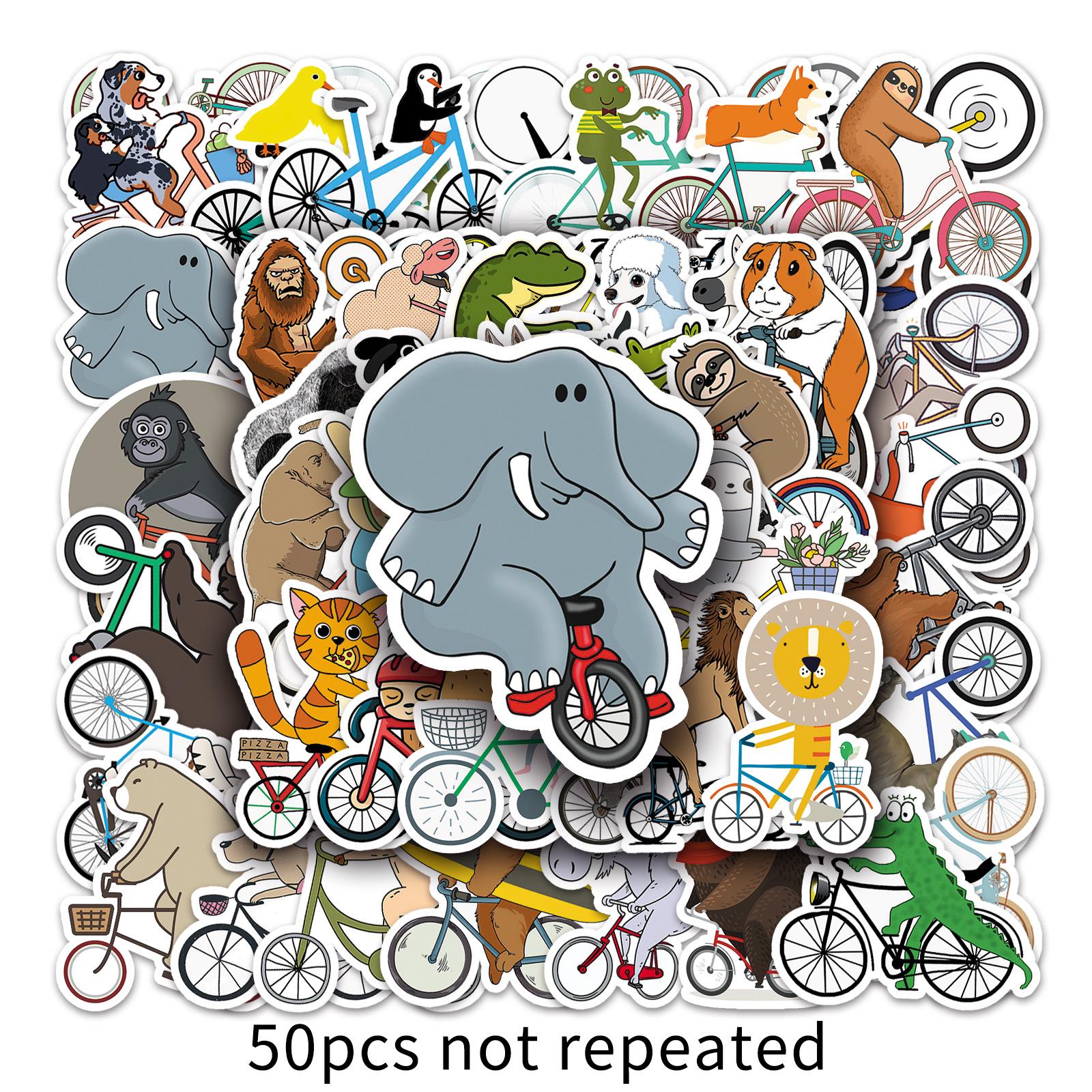 50-Pack Cartoon Animal Bicycle Skateboard Stickers - Waterproof DIY Decals for Kids Luggage