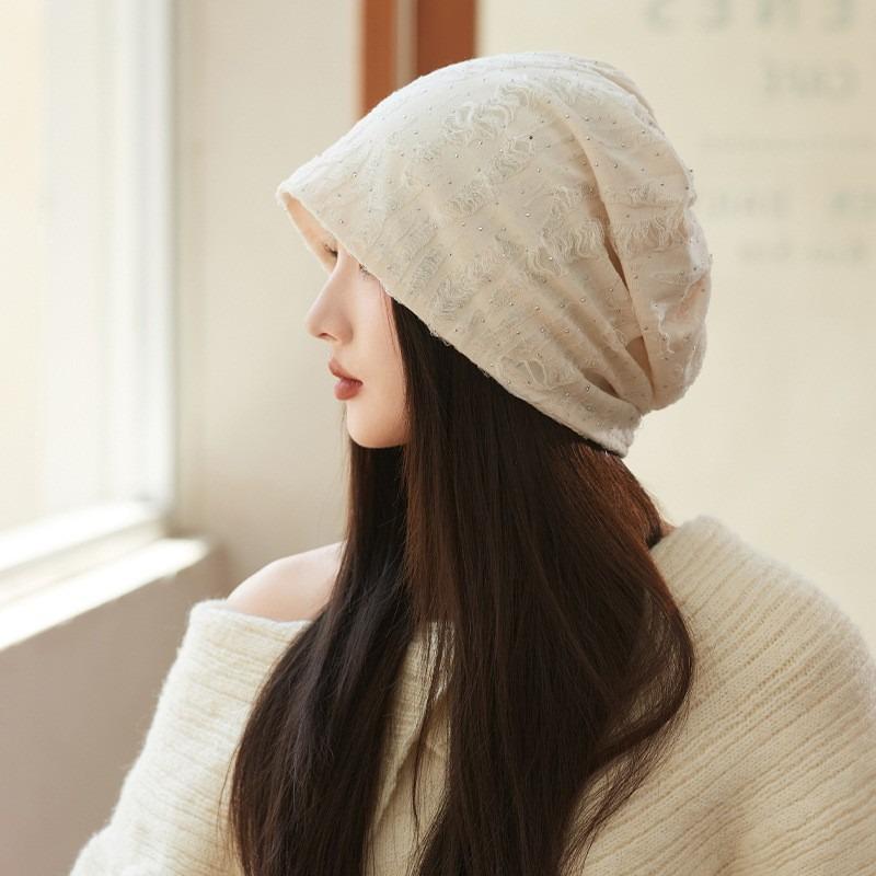 Autumn Hat Female Gypsy Hole Pile Hat Big Head Circumference Show Face Small Baotou Hat Fashion Versatile Cold Hat