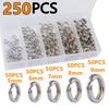 200/250 PCS Connecteur d'Appât de Pêche en Acier Inoxydable Ensemble de Boucles Haute Résistance Pêche en Eau Salée