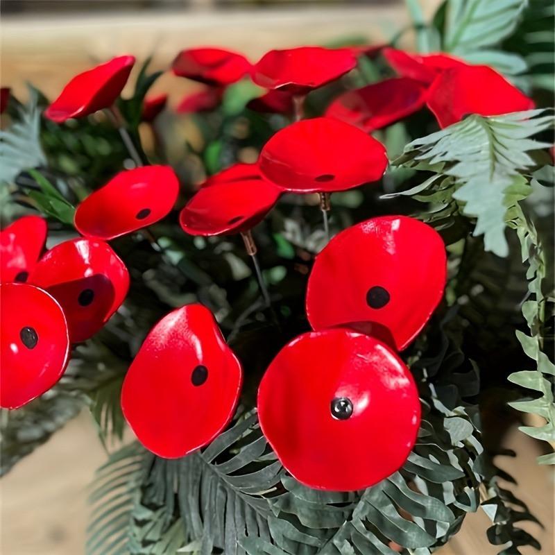 Mini Poppy Flower Stakes Bee Cups