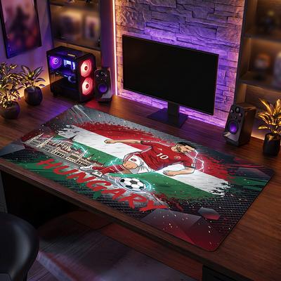 Fußballwappen Ungarn Mauspads, Erweitertes rutschfestes Gummi Schreibtischmatte für Gaming Büro Laptop Fan Geschenk