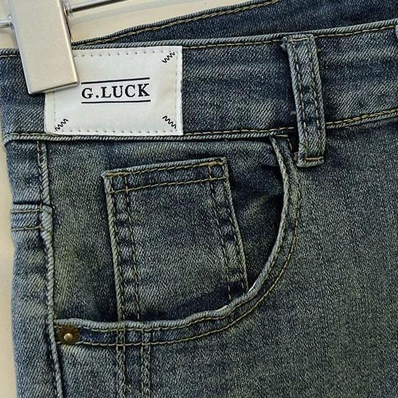 Vintage Style Curled Edge Straight Leg Jeans Women Summer Solid Color Elegant Denim Pants Female Loose High Waist Women Pants