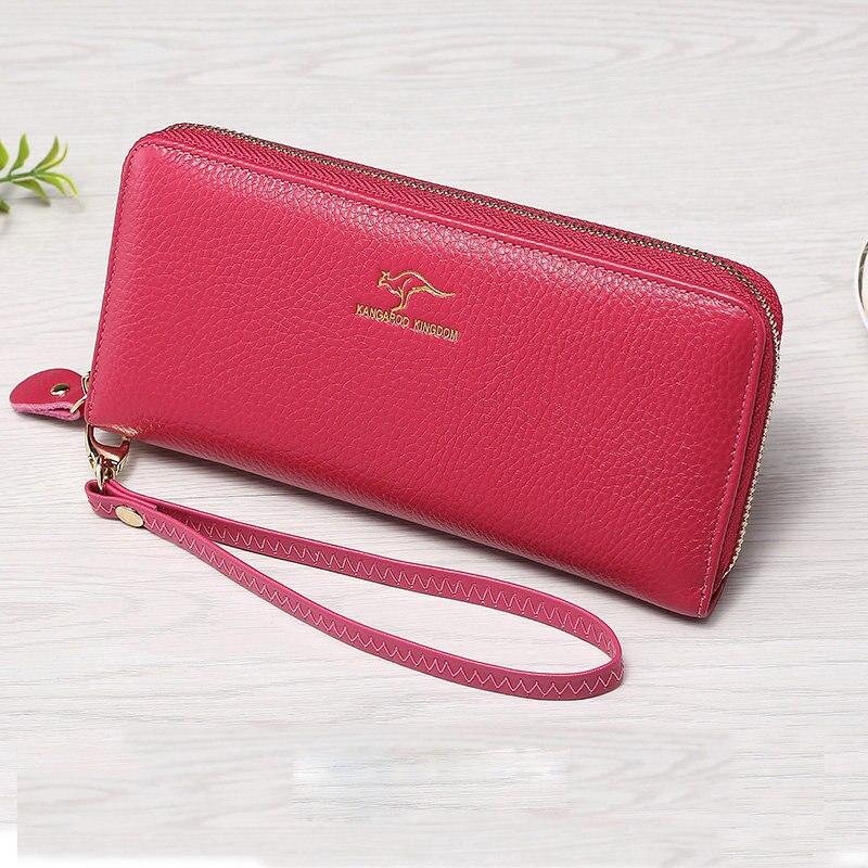 KANGAROO KINGDOM Women Wallet Genuine Leather Long Lady Clutch Purse Zipper Card Holder