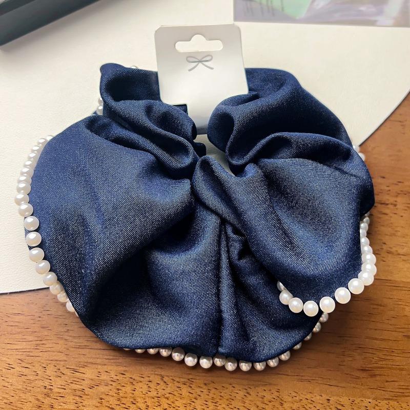 New Large-sized Fabric Hair Band and Hair AccessoryFeaturing Retro Floral and Diamond-encrusted Ponytail Hair Ties