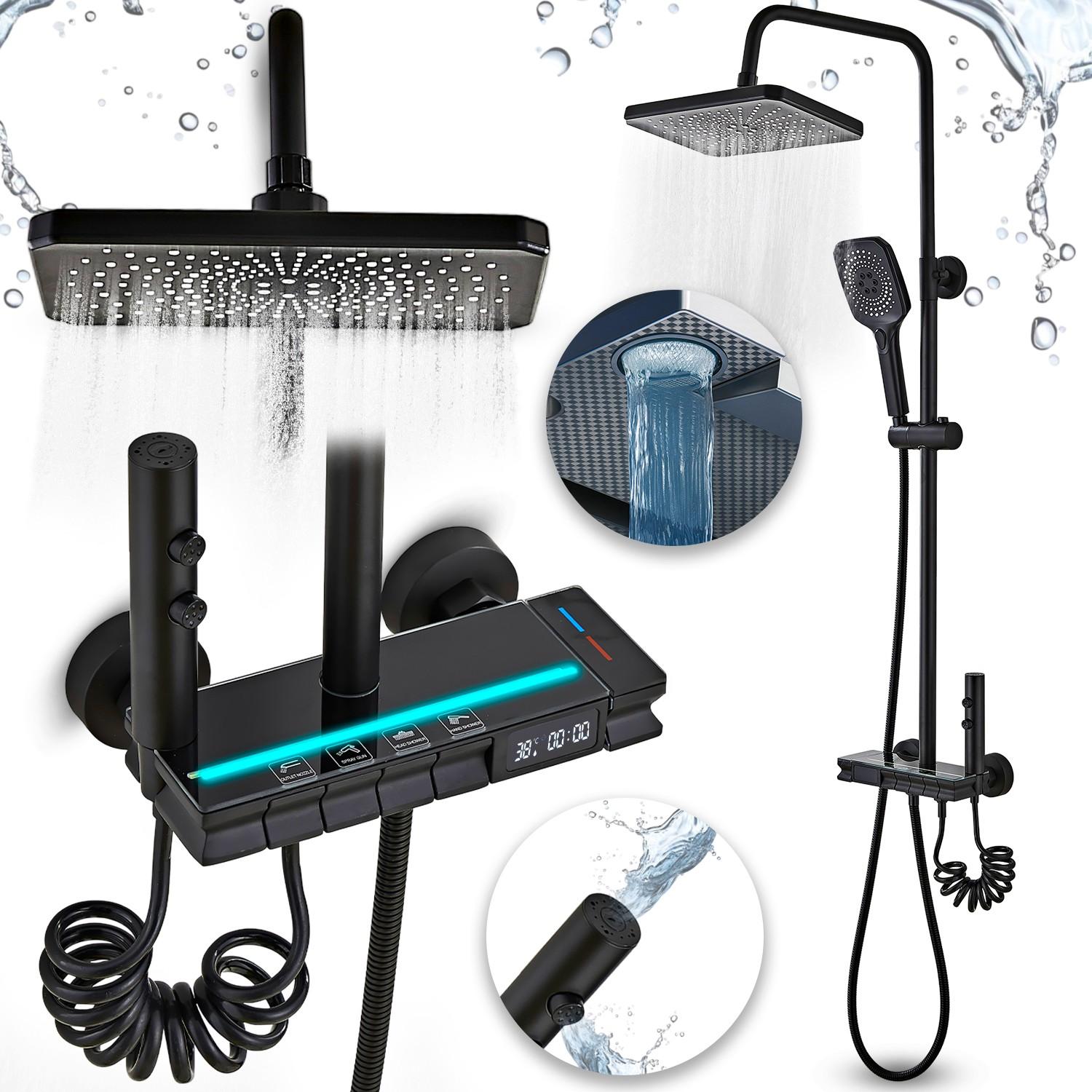 Heckermann V6 Black Shower Set