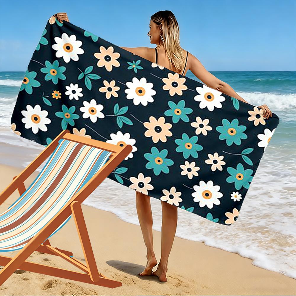 Floral Pattern with Daisies Design Beach towel quick-drying for travel outdoor sports jogging beach and swimming