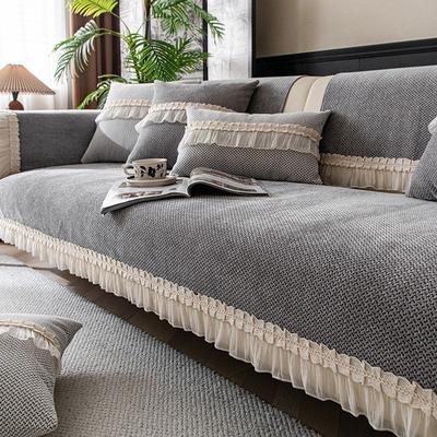 French Chenille Sofa Cushion, Universal Non-Slip In All Seasons, Living Room Seat Cushion, Solid Color, High-End Sofa Cover, Cloth Towel