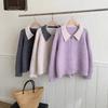 Spring New Loose Contrasting Color Double Zipper Sweater Jacket Soft Waxy Temperament Versatile Lapel Knitted Cardigan Women