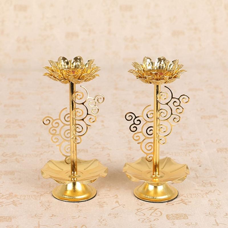 1 Paar Eisenlampe Zuhause Tisch Mittelstücke Lotus Schreibtisch Adventskerzenhalter Butterlampe Lotus Kerzenhalter