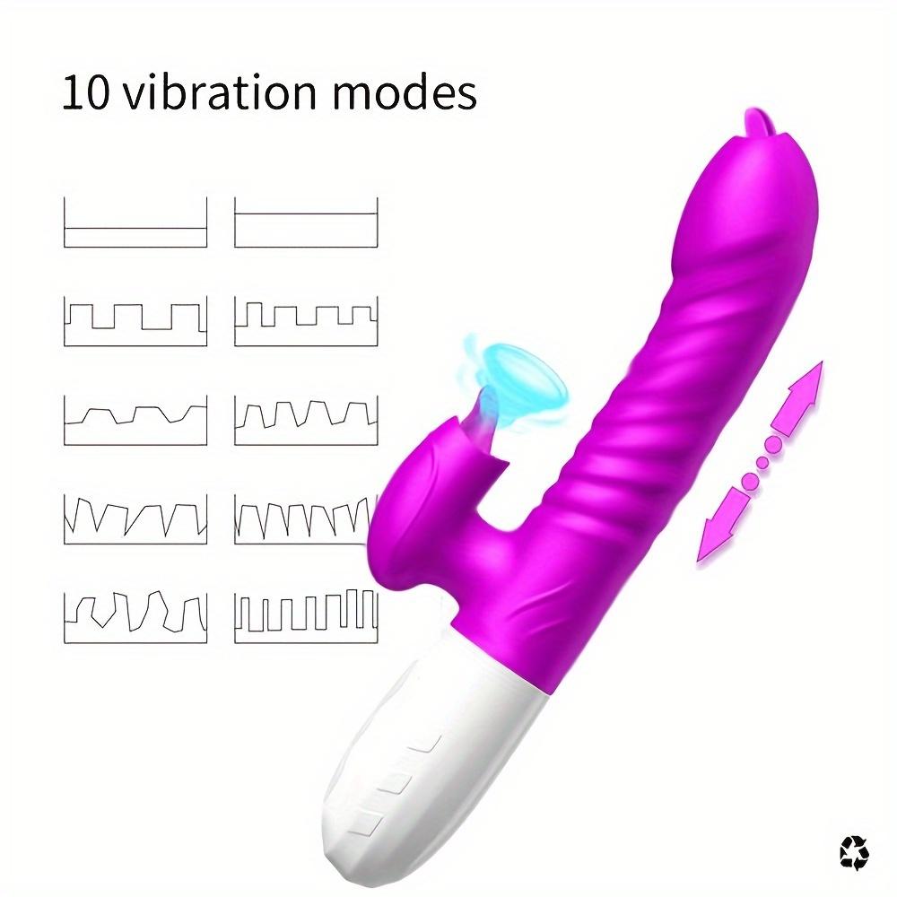Thrusting G Spot Rabbit Dildo Vibrator, Tongue Licking Rotating Vibrating Women Couples Adult Sex Toys, Female Clitoris Vibrator Wand Stimulator Toy