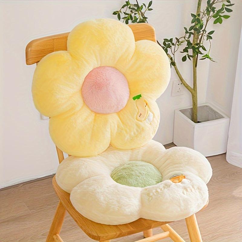 Soft Round Plush Seat Cushion - Fruit & Flower-Themed, Machine Washable, Polyester - Comfortable Full-Body Support for Long Sitting