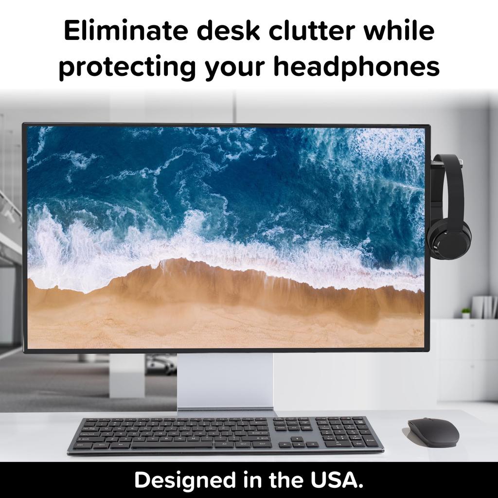 TotalMount Monitor Stand for Headphones and Headsets Holder Saves Desk Space and Protects (Premium-Grade Headphones)