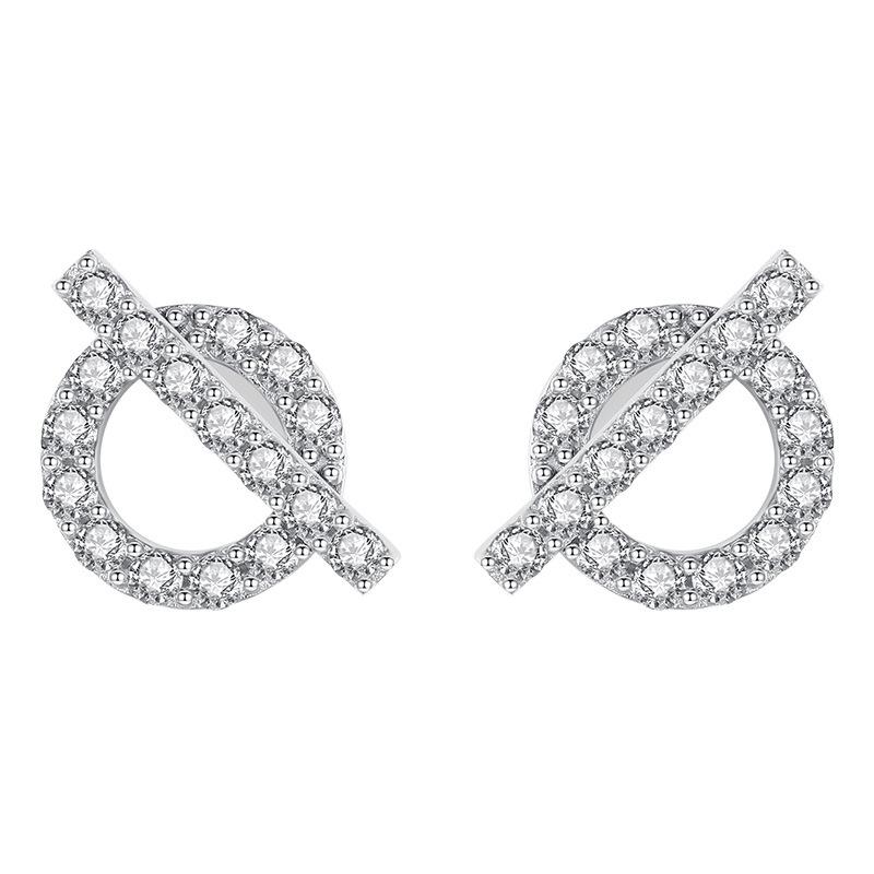Pig Nose Sterling Silver Stud Earrings Women S High-End Light Luxury Zircon Earrings Circle Trend Earrings 925 sterling silver