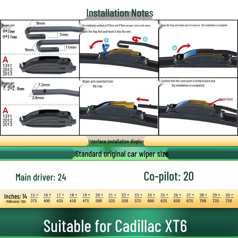 Cadillac XT6 Frameless Silent Wiper: Original, Multi-functional Rubber Strip