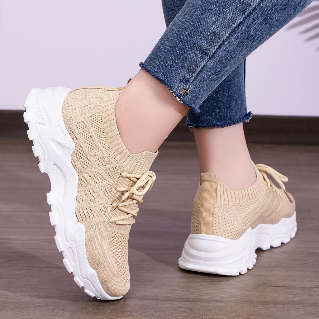 Women Plus Size Platform Sneakers Breathable Anti-Odor Chunky Dad Shoes Comfortable Casual Sports Shoes Lightweight Single Shoes