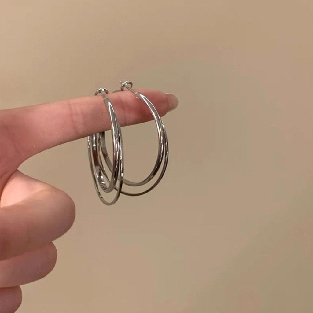 2025 Minimalist Double-Layer Intertwined Circle Earrings - High-End European & American Style Ear Hoops